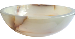 White and Honey Onyx Round Basin