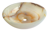 White and Honey Onyx Round Basin
