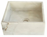Carrara Marble square sink basin on a white background