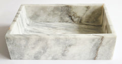 Carrara Rectangular Marble Basin 45x31x12.5 cm – Handmade Flat Base Vessel Sink (14 kg)