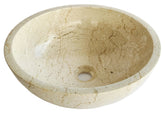 Handmade Botticino Cream Marble Round Bathroom Basin | 40x40x14cm | 12kg Natural Stone
