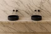 Fluted Black & Gold Marble Round Basin