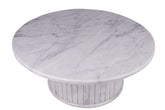 Carrara Marble Round Coffee Table – 100x100x2cm | Sculpted Marble Bas