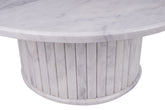 Carrara Marble Round Coffee Table – 100x100x2cm | Sculpted Marble Bas