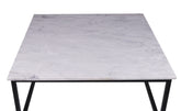 Carrara Marble Square Coffee Table with Elegant Wrought Iron Base – 100x100 cm