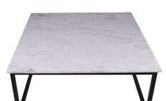 Carrara Marble Square Coffee Table with Elegant Wrought Iron Base – 100x100 cm