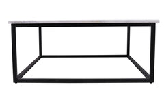 Carrara Marble Square Coffee Table with Elegant Wrought Iron Base – 100x100 cm