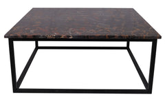 Black and Gold Natural Stone Square Coffee Table