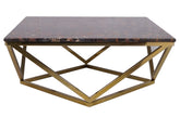 Black and Gold Natural Stone Square Coffee Table
