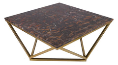 Black and Gold Natural Stone Square Coffee Table