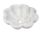 Carrara Marble Flower-Shaped Bathroom Basin Sink - 40cm Diameter
