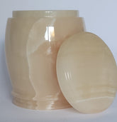 Handmade Honey Onyx Urn – 18x15cm Warm Marble Accent Piece