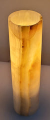 Green Onyx Cylindrical Lamp – Handcrafted from One Solid Stone (30x8x8cm, 1.35kg)