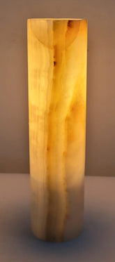 Green Onyx Cylindrical Lamp – Handcrafted from One Solid Stone (30x8x8cm, 1.35kg)