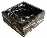 Black And Gold Marble Square Handmade Bathroom Basin