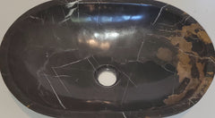 Black and Gold Marble Oval Basin