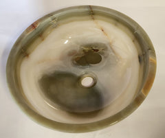 Light Green Onyx Round Basin Top Mount