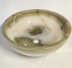 Light Green Onyx Round Basin Top Mount