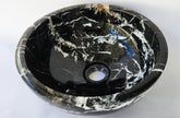 Natural Stone Marble Round Basin Counter Top Bathroom Sink In Black & Gold Marble