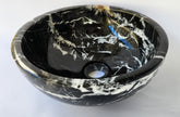 Natural Stone Marble Round Basin Counter Top Bathroom Sink In Black & Gold Marble