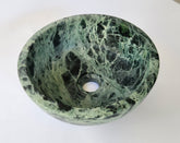 Natural Stone Marble Round Shape Basin Counter Top Bathroom Sink In Jungle Green Marble