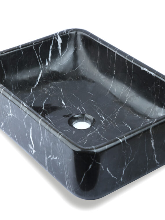 Black And White Marble Rectangular Basin - StonesWork