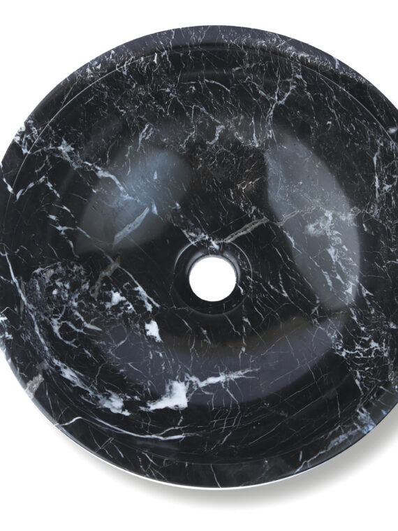 Black And White Marble Round Basin - StonesWork