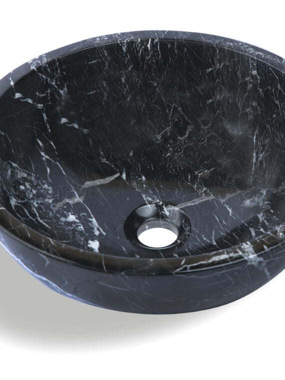 Black And White Marble Round Basin - StonesWork