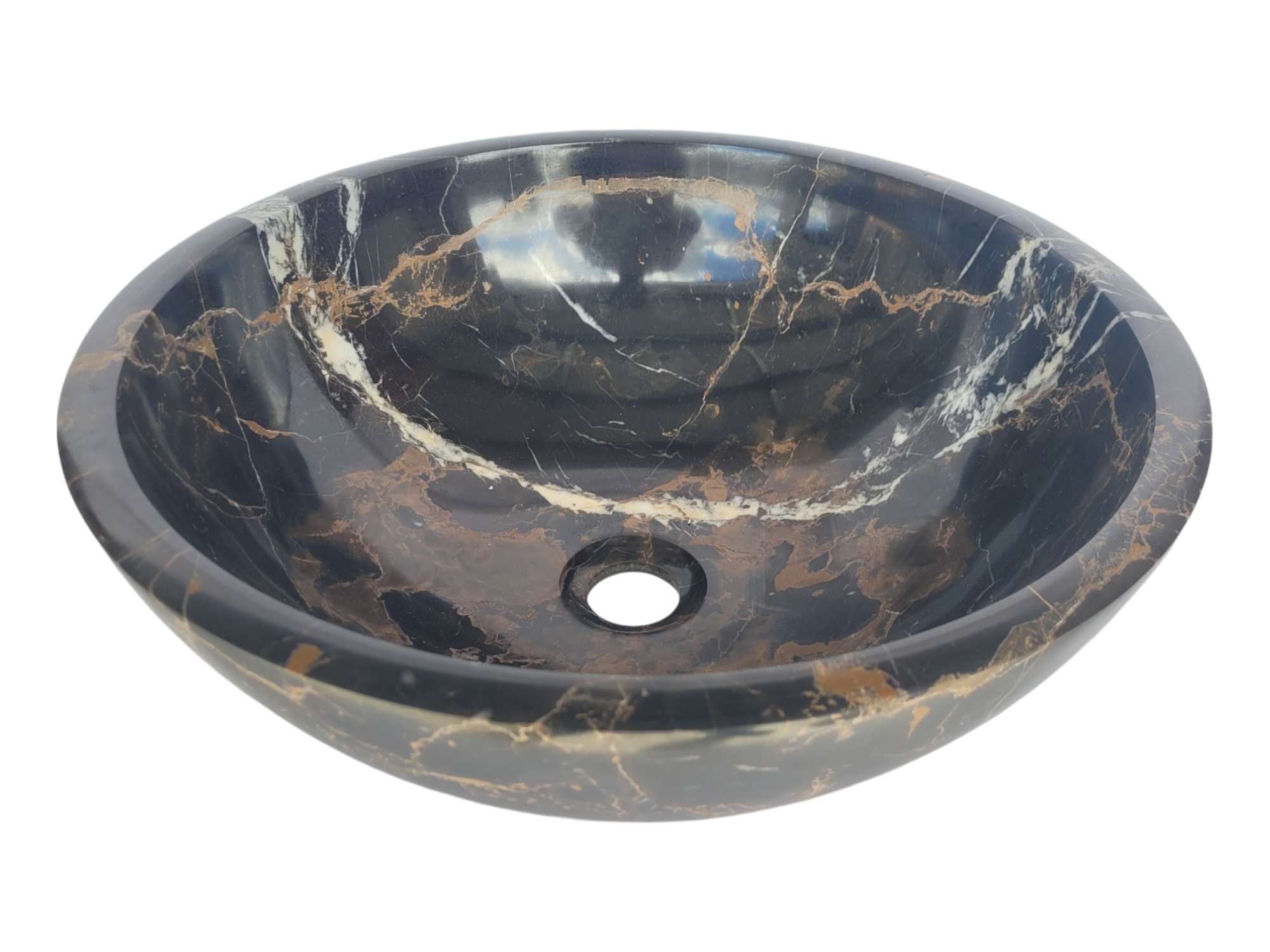 Black & Gold Marble Basin Slightly Chipped - StonesWork