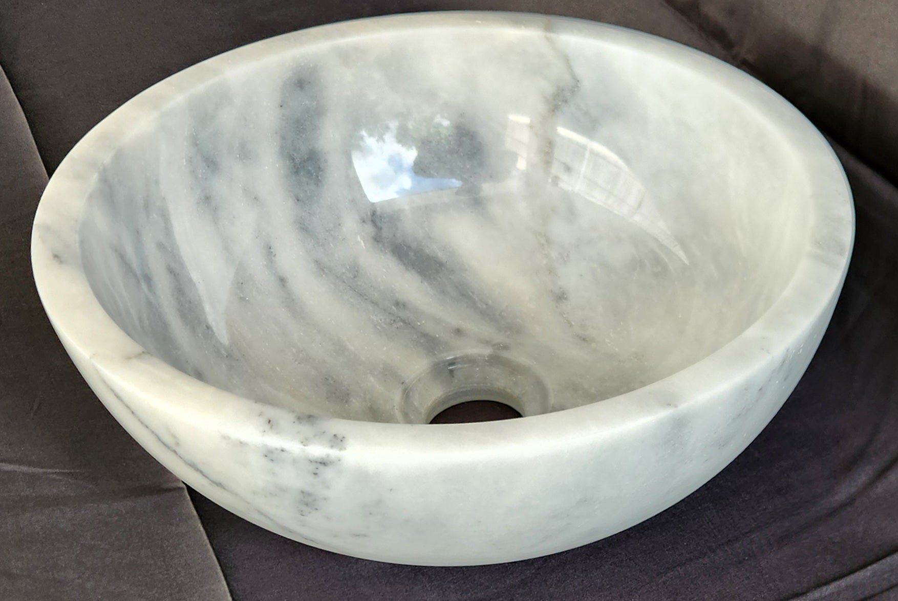 Carrara Marble Round Basin