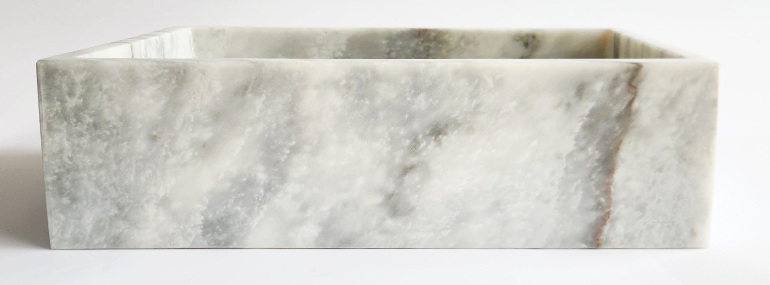 Carrara Rectangular Marble Basin 45x31x12.5 cm – Handmade Flat Base Vessel Sink (14 kg)