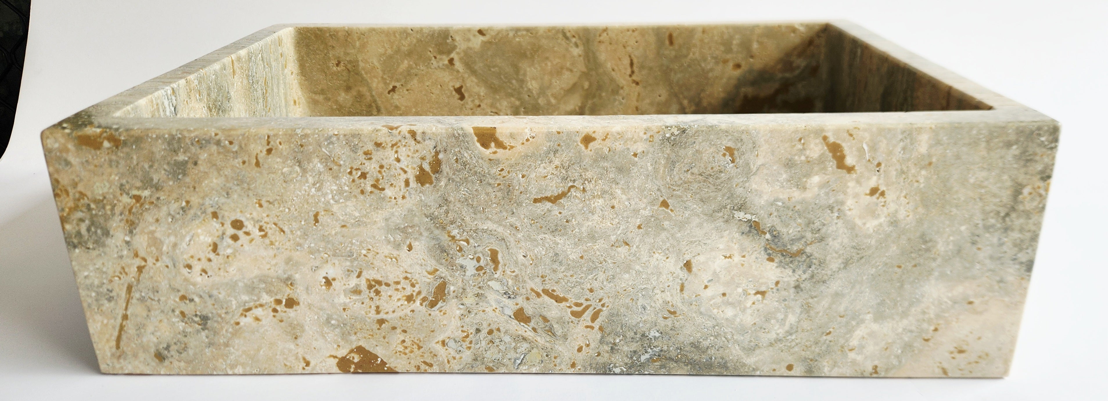 Handmade Travertine Rectangular Marble Basin | 45x31x12.5cm – Stone Bathroom Sink