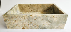 Handmade Travertine Rectangular Marble Basin | 45x31x12.5cm – Stone Bathroom Sink