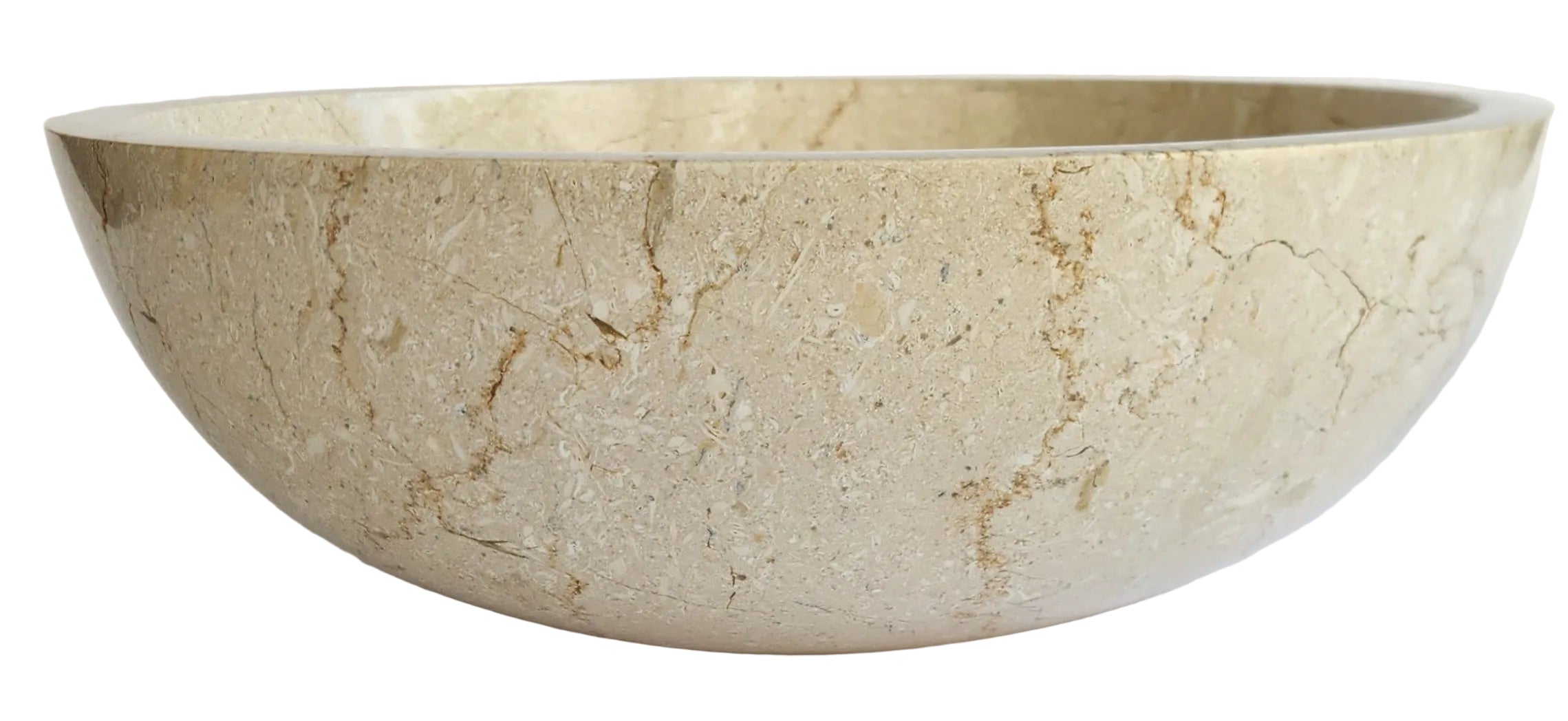 Boticenna Cream Marble basin bowl on a white marble