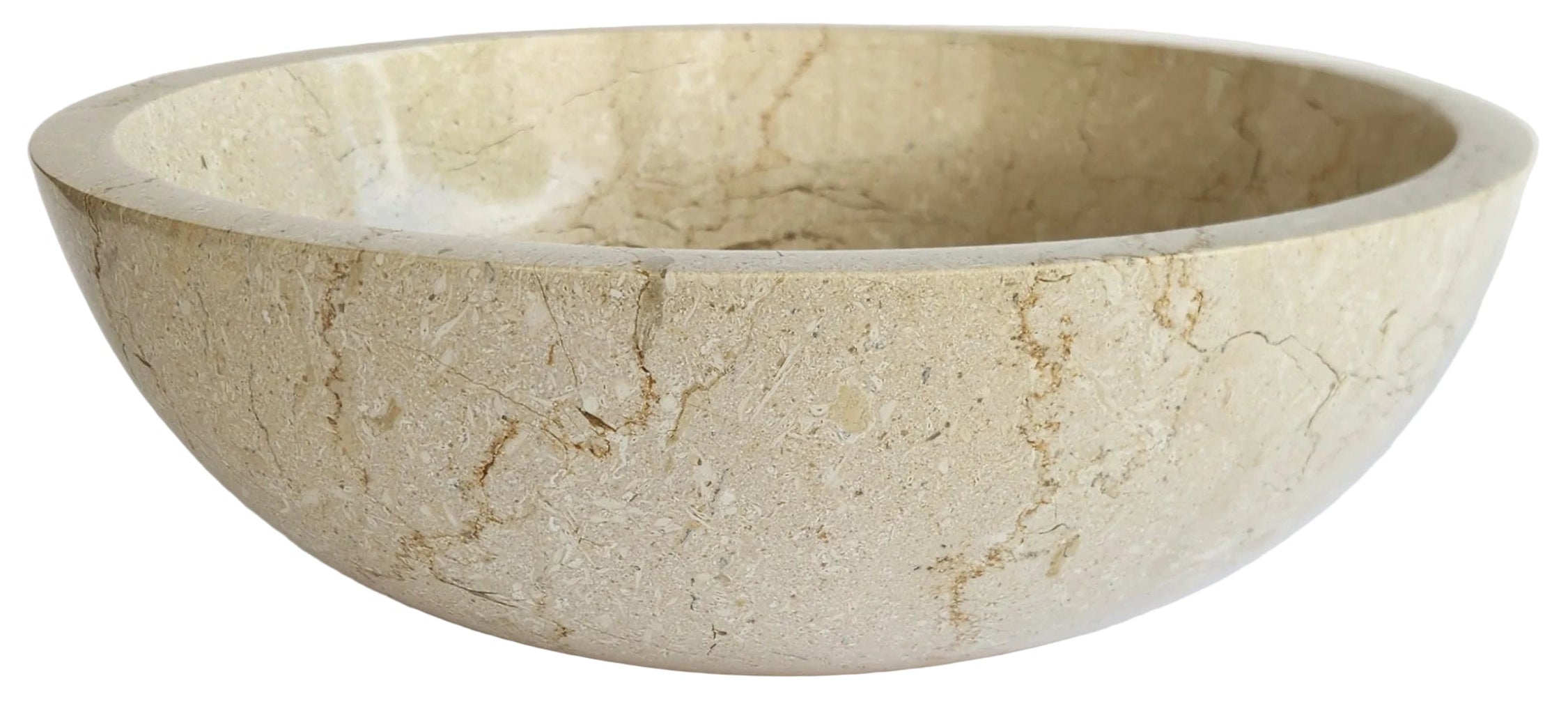 Beige stone bowl on a white background