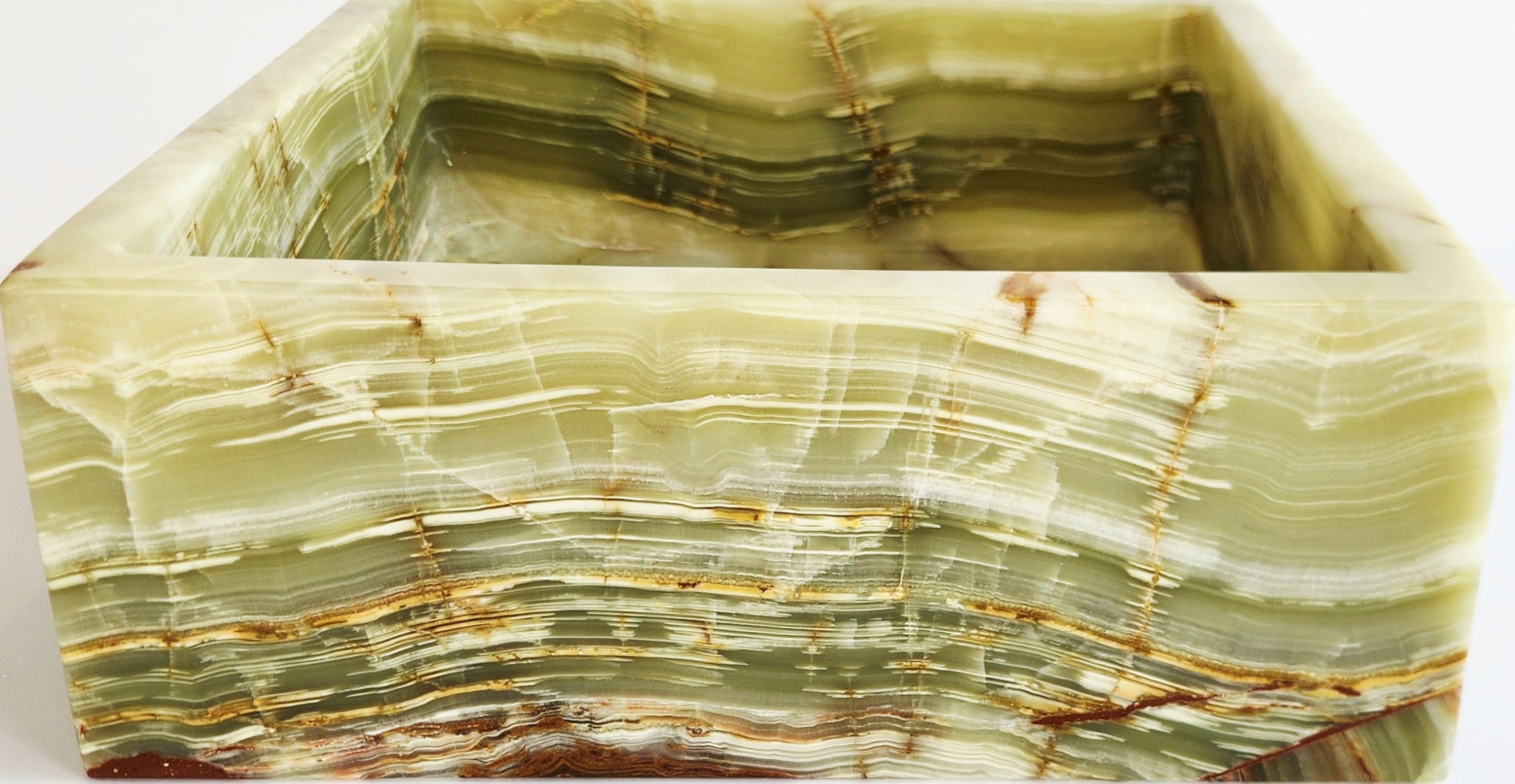 Handmade Green Onyx Square Flat Bathroom Basin – 31x31x11.25 cm – 12 kg Natural Stone Vessel Sink