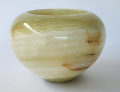 Hand-Carved Natural Green Onyx Lidded Vessel | Decorative Stone Jar