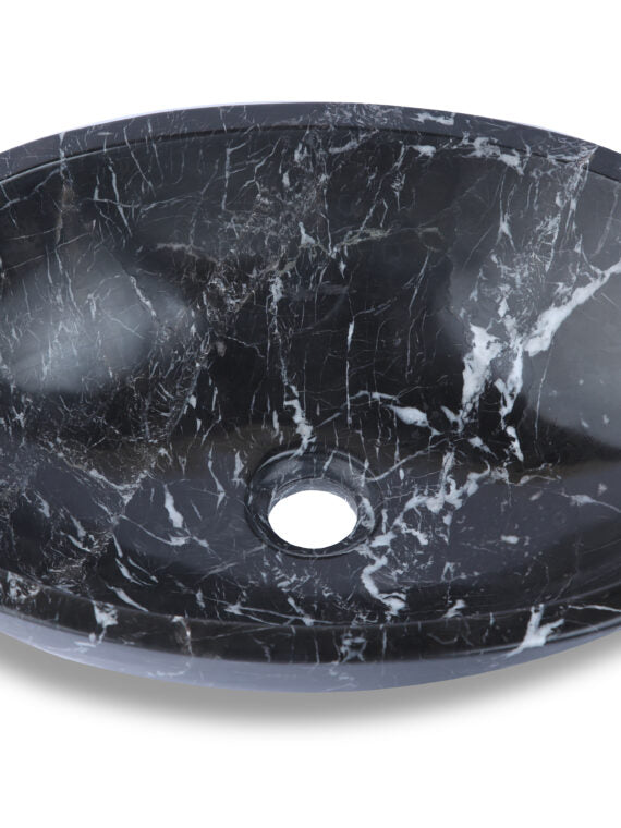 Black And White Marble Oval Basin - StonesWork