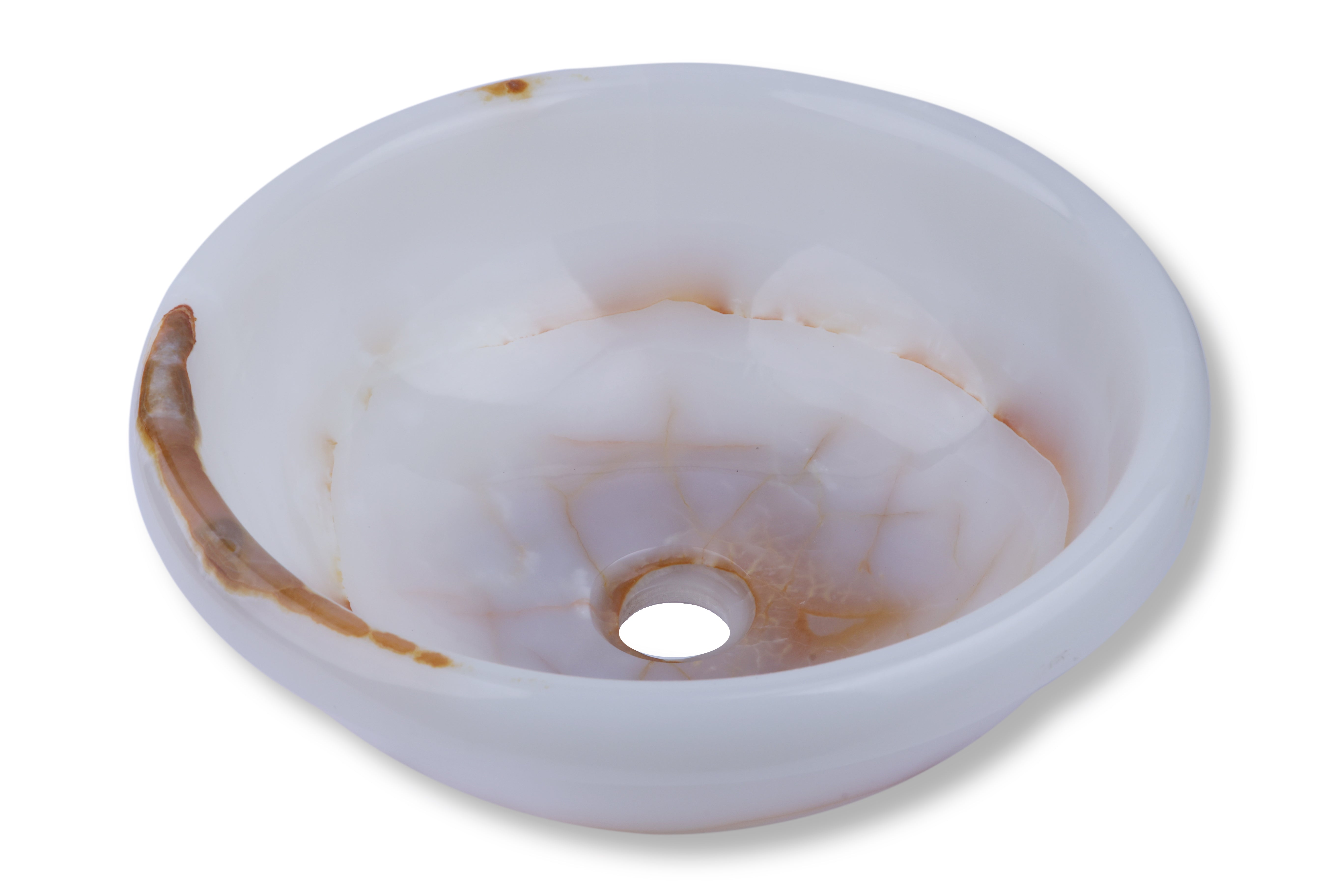 White And Honey Onyx Round Basin - StonesWork