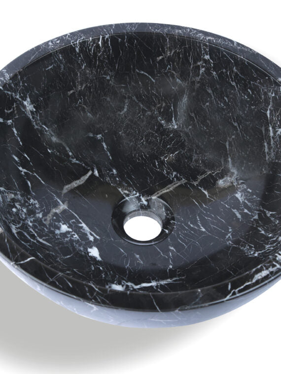 Black And White Marble Round Basin - StonesWork