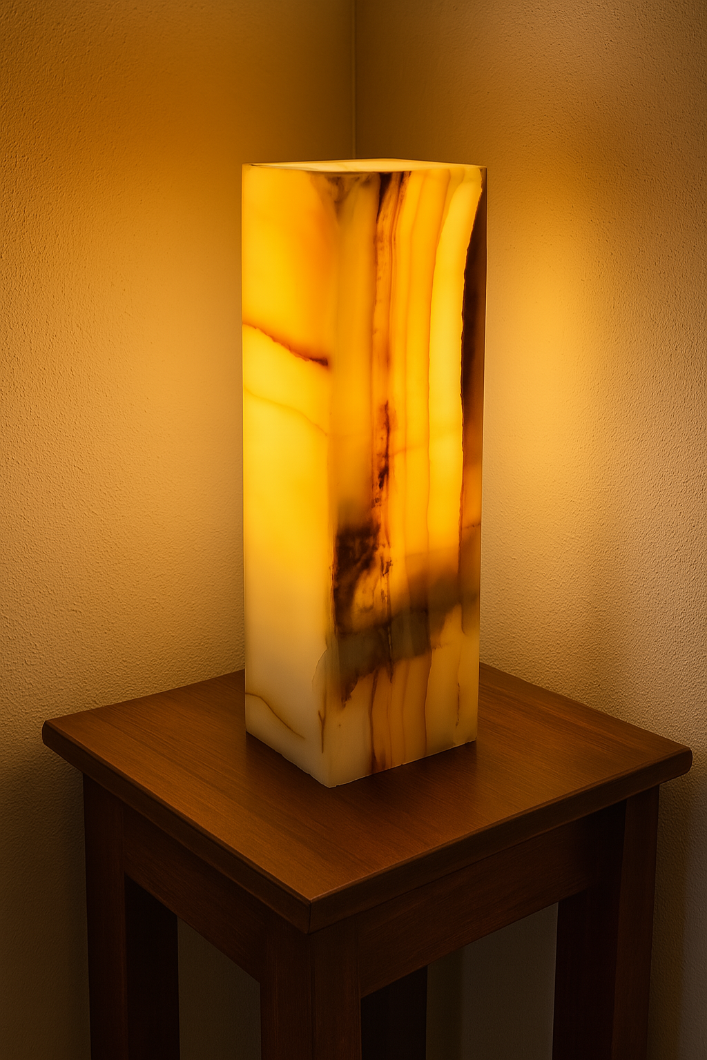Honey Onyx Glow Lamp – 30cm Rectangular Stone Light