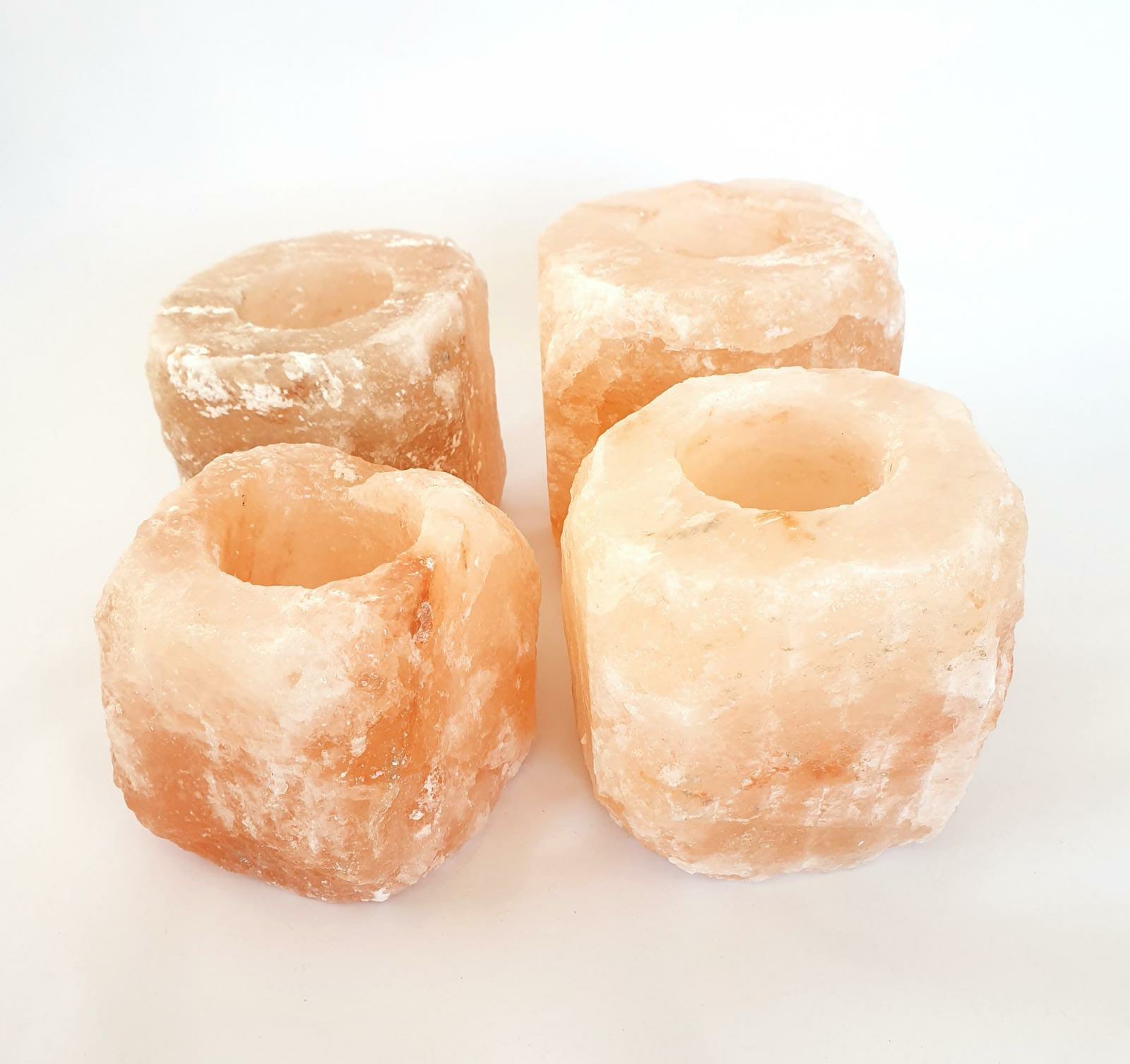 Himalayan Pink Salt 4 Tea Light Candle Holders With 4 Tea Light Candles - StonesWork