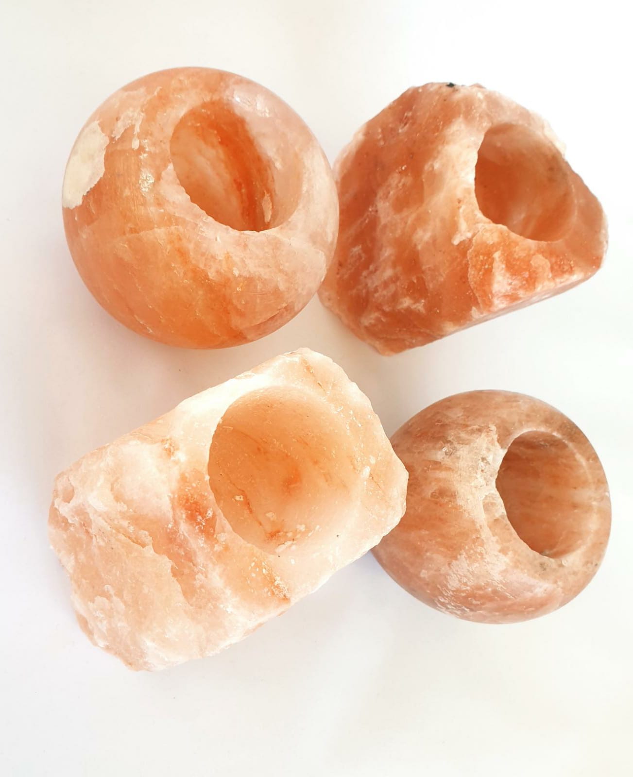 Himalayan Pink Salt 4 Tea Light Candle Holders With 4 Tea Light Candles - StonesWork