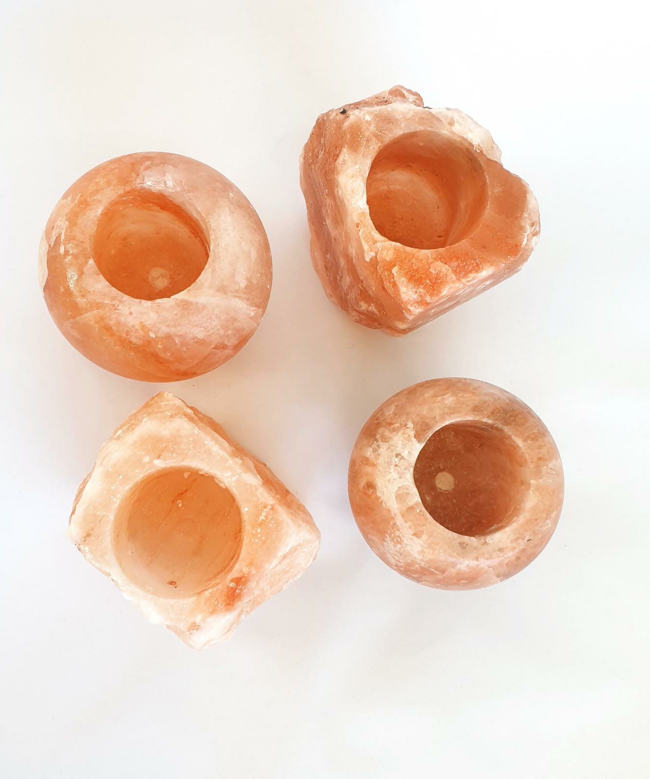 Himalayan Pink Salt 4 Tea Light Candle Holders With 4 Tea Light Candles - StonesWork