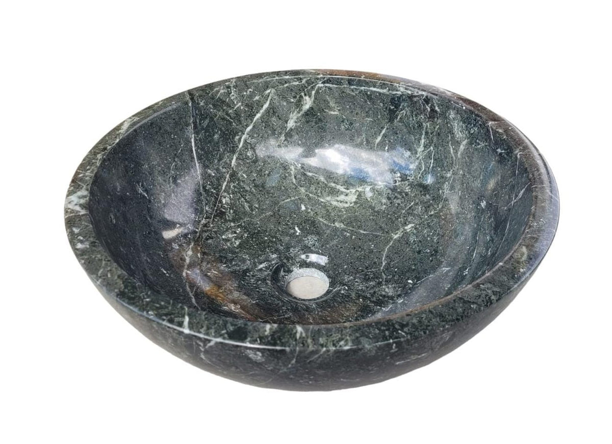 Natural Stone Marble Round Shape Basin Counter Top Bathroom Sink In Green Marble - StonesWork