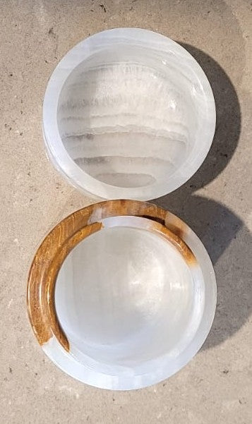 White Onyx Stone Jar | Handmade Natural Stone Barni