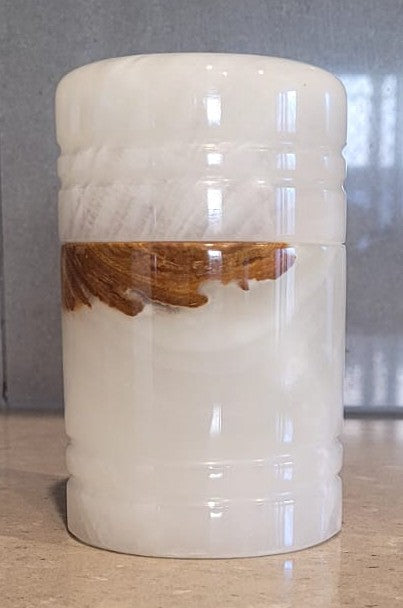 White Onyx Stone Jar | Handmade Natural Stone Barni