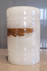 White Onyx Stone Jar | Handmade Natural Stone Barni
