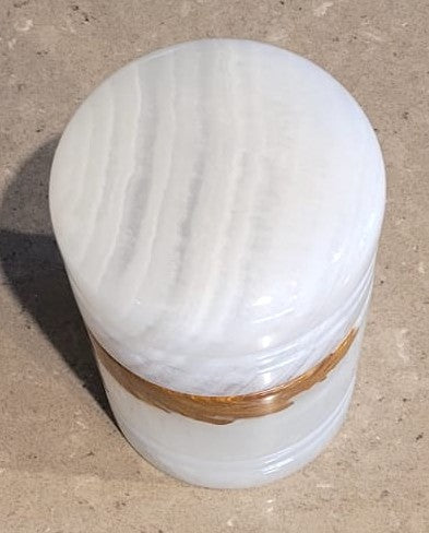 White Onyx Stone Jar | Handmade Natural Stone Barni