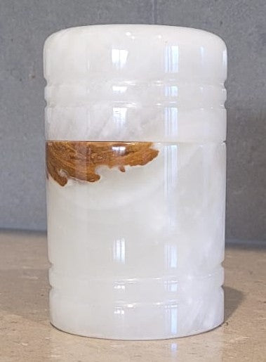 White Onyx Stone Jar | Handmade Natural Stone Barni